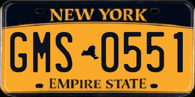 NY license plate GMS0551