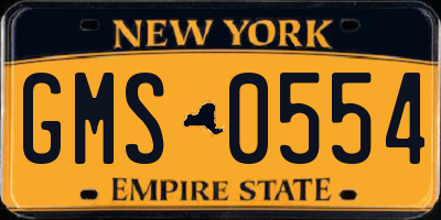 NY license plate GMS0554