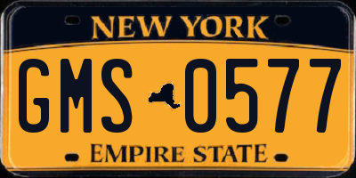 NY license plate GMS0577