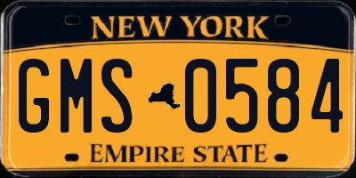 NY license plate GMS0584