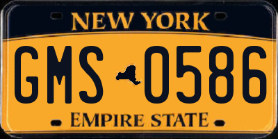 NY license plate GMS0586