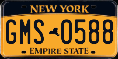 NY license plate GMS0588