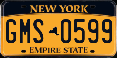 NY license plate GMS0599