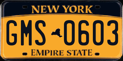 NY license plate GMS0603