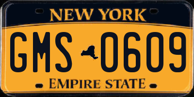 NY license plate GMS0609