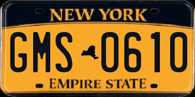 NY license plate GMS0610