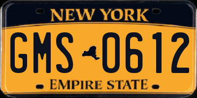 NY license plate GMS0612