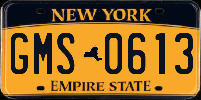 NY license plate GMS0613