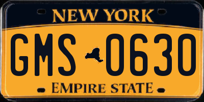 NY license plate GMS0630