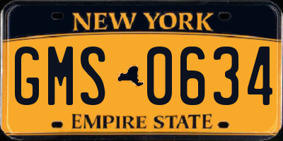 NY license plate GMS0634