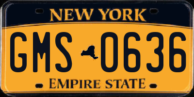 NY license plate GMS0636