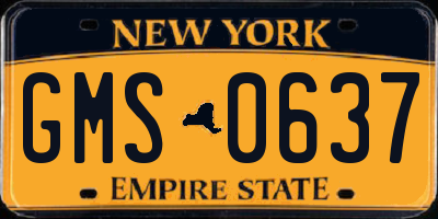 NY license plate GMS0637