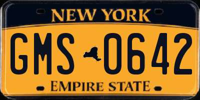 NY license plate GMS0642