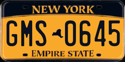 NY license plate GMS0645