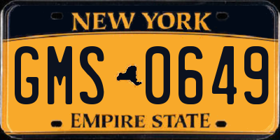 NY license plate GMS0649