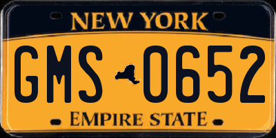 NY license plate GMS0652