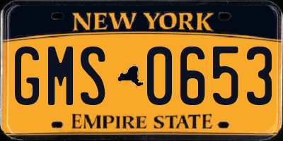 NY license plate GMS0653