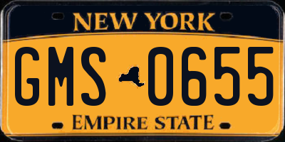 NY license plate GMS0655