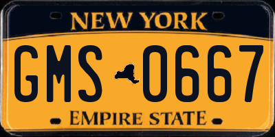 NY license plate GMS0667