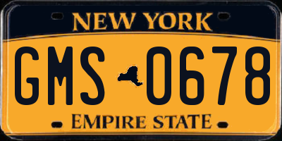 NY license plate GMS0678