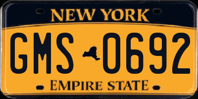 NY license plate GMS0692