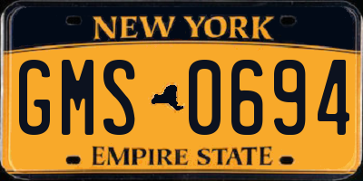 NY license plate GMS0694
