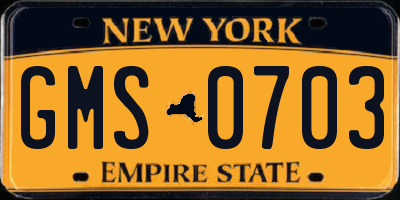 NY license plate GMS0703