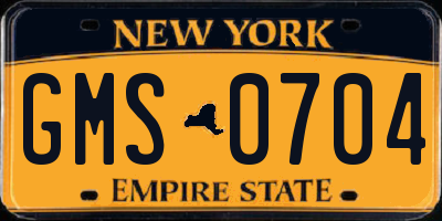NY license plate GMS0704