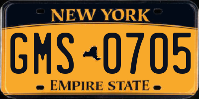 NY license plate GMS0705