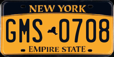 NY license plate GMS0708