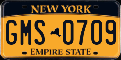 NY license plate GMS0709