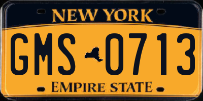 NY license plate GMS0713