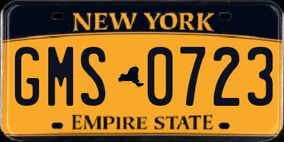 NY license plate GMS0723