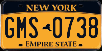 NY license plate GMS0738