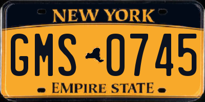 NY license plate GMS0745