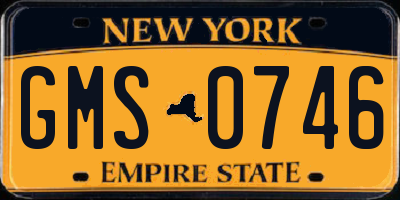 NY license plate GMS0746