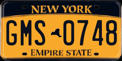 NY license plate GMS0748
