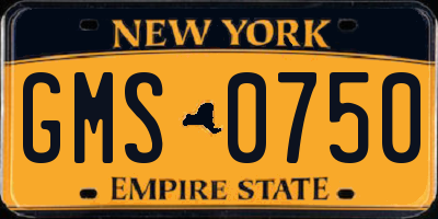 NY license plate GMS0750