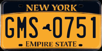 NY license plate GMS0751