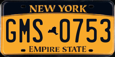 NY license plate GMS0753