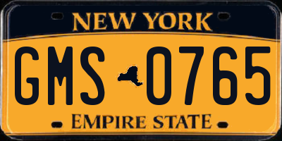 NY license plate GMS0765