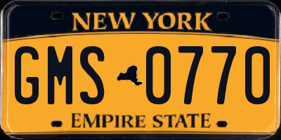 NY license plate GMS0770