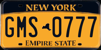 NY license plate GMS0777