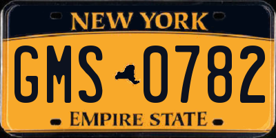 NY license plate GMS0782