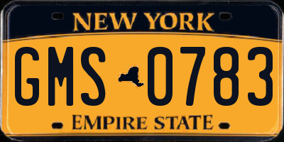 NY license plate GMS0783