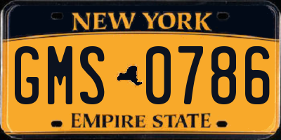 NY license plate GMS0786