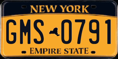 NY license plate GMS0791
