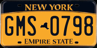 NY license plate GMS0798
