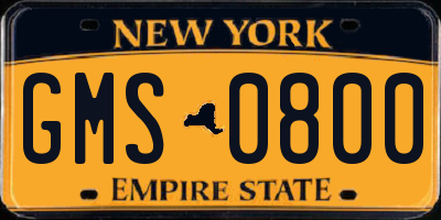 NY license plate GMS0800
