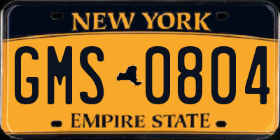 NY license plate GMS0804